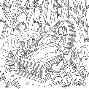 Tô màu Nàng Bạch Tuyết Ngủ cho bé tập tô