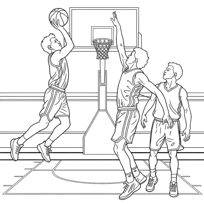 Tô màu Ném Bóng Rổ cho bé tập tô