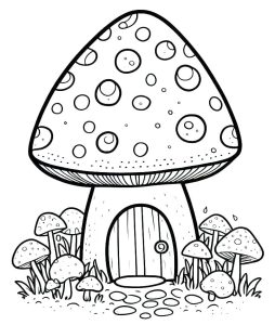 Tô màu Ngôi Nhà Nấm Huyền Diệu dễ thương cho bé