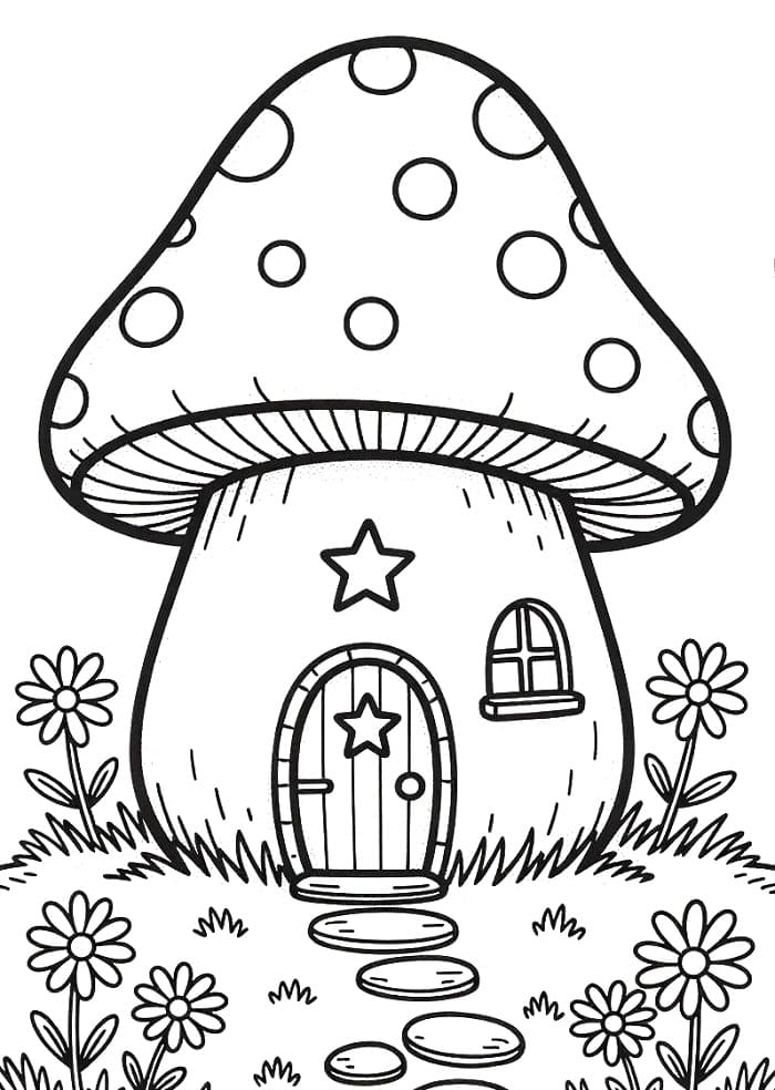 Tô màu Ngôi Nhà Nấm Nhỏ Xinh Xắn 1 Tô màu Ngôi Nhà Nấm Nhỏ Xinh Xắn cho bé tập tô