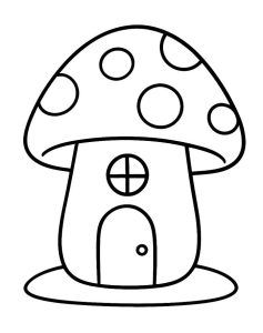 Tô màu Ngôi Nhà Nấm Rất Đơn Giản dễ thương cho bé