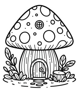 Tô màu Ngôi Nhà Nấm Xinh cho bé tập tô