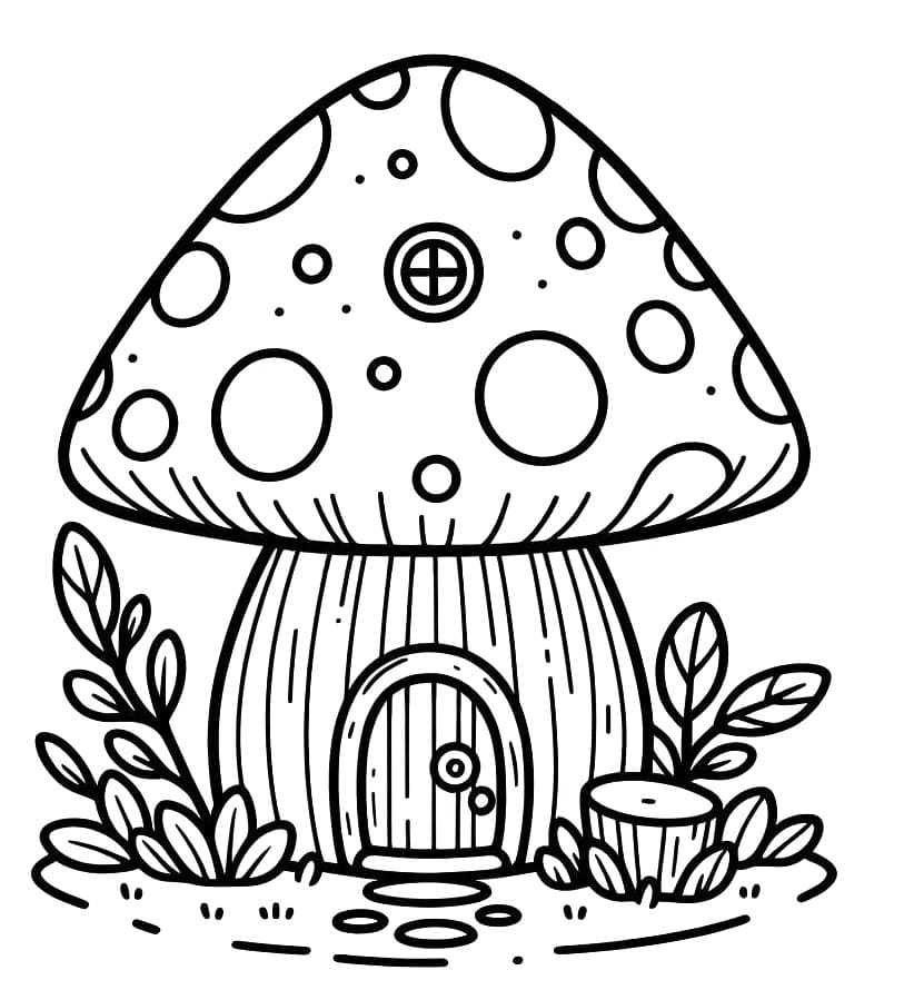 Tô màu Ngôi Nhà Nấm Xinh 1 Tô màu Ngôi Nhà Nấm Xinh cho bé tập tô