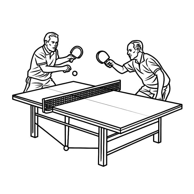 Tô màu Người Lớn Chơi Bóng Bàn giúp bé rèn luyện khả năng tô màu