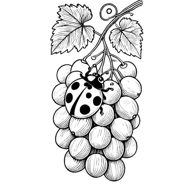Tô màu Nho Với Con Bọ cho bé tập tô