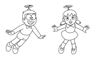 Tô màu Nobita Và Shizuka dễ thương cho bé