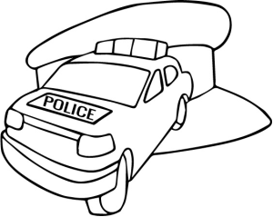 Tô màu ô tô cảnh sát đồ chơi trước mũ dễ thương cho bé
