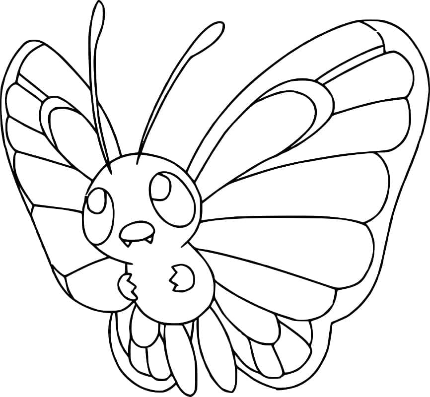 Tô màu Pokemon Butterfree 1 Tô màu Pokemon Butterfree dễ thương cho bé