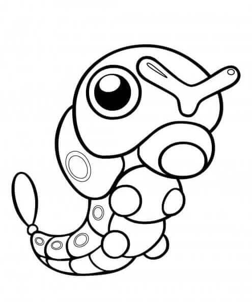 Tô màu Pokemon Caterpie 1 Tô màu Pokemon Caterpie cho bé tập tô