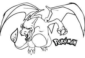 Tô màu pokemon charizard giận dữ cho bé tập tô