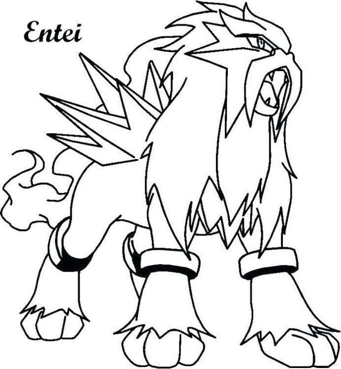 Tô màu Pokemon Entei 1 Tô màu Pokemon Entei giúp bé rèn luyện khả năng tô màu