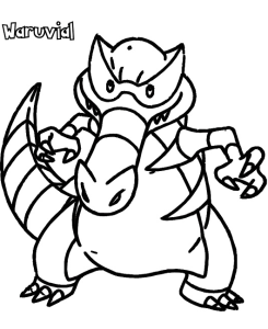 Tô màu pokemon hăm dọa waruvial cho bé tập tô