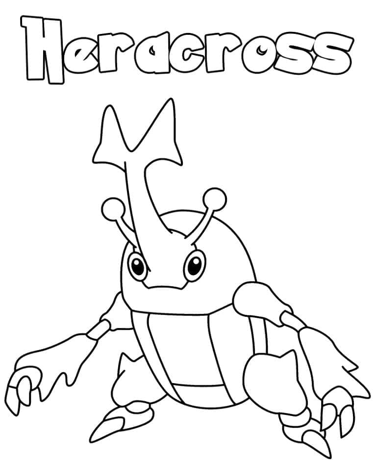 Tô màu Pokemon Heracross 1 Tô màu Pokemon Heracross cho bé tập tô