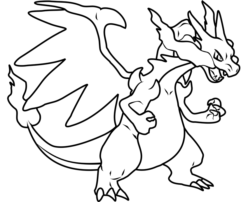 Tô màu pokemon lizardon mega x 1 Tô màu pokemon lizardon mega x dễ thương cho bé