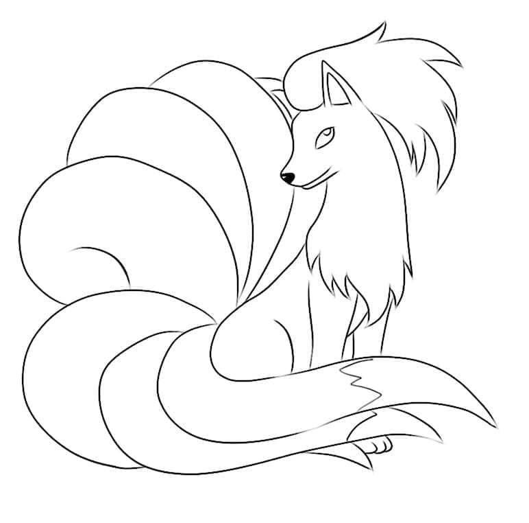 Tô màu Pokemon Ninetales 1 Tô màu Pokemon Ninetales giúp bé rèn luyện khả năng tô màu