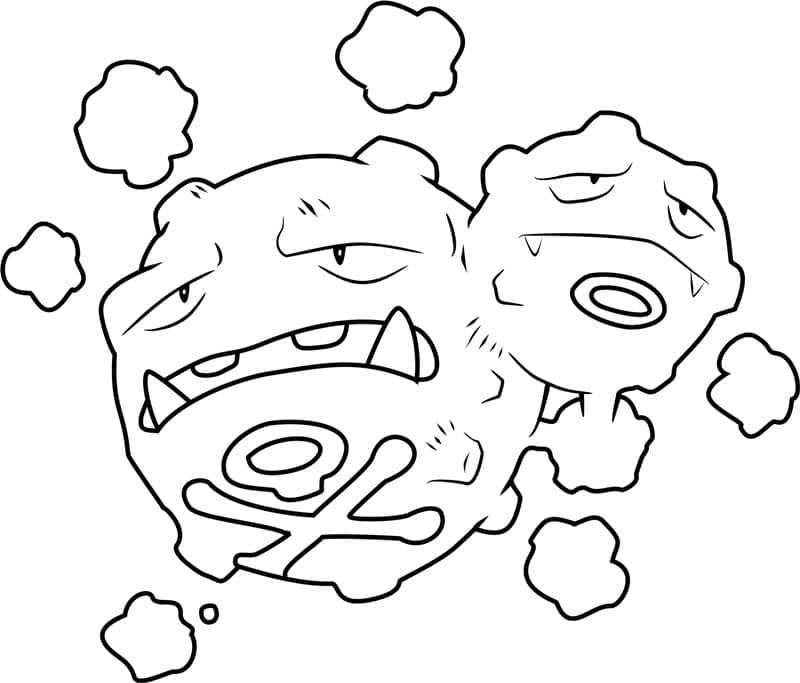 Tô màu Pokemon Weezing 1 Tô màu Pokemon Weezing cho bé tập tô