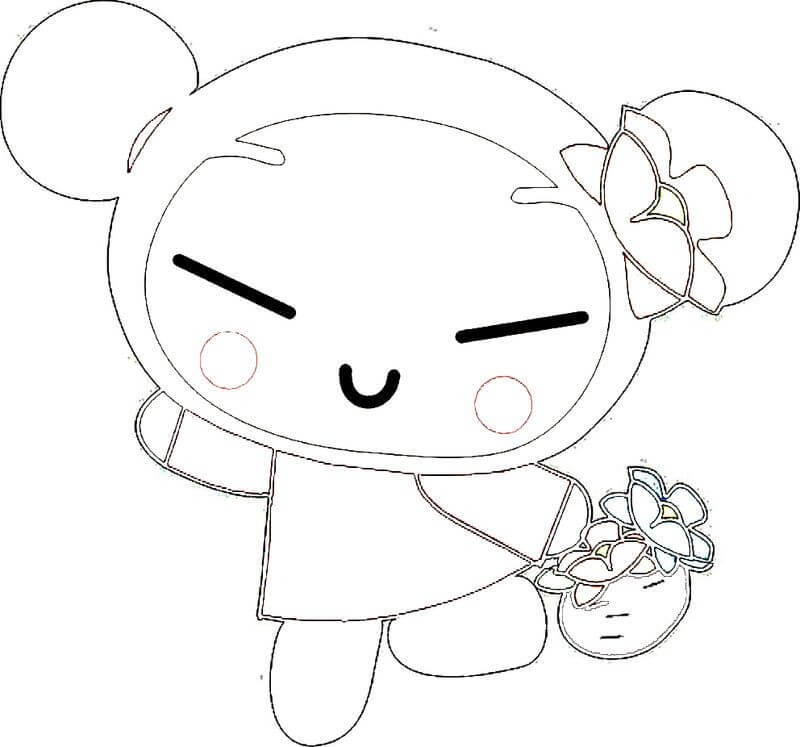Tô màu Pucca và Giỏ Hoa 1 Tô màu Pucca và Giỏ Hoa dễ thương cho bé