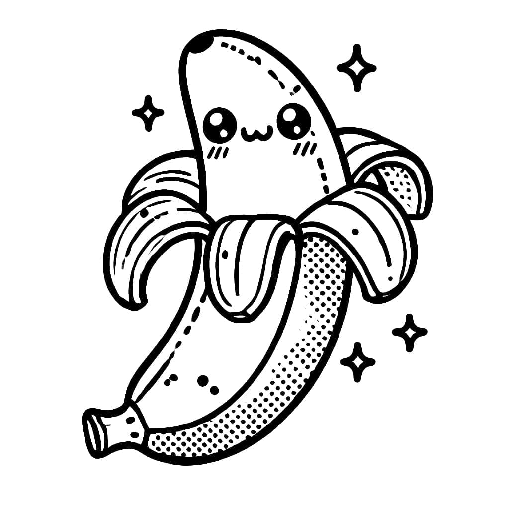 Tô màu Quả Chuối Anime Dễ Thương 1 Tô màu Quả Chuối Anime Dễ Thương dễ thương cho bé