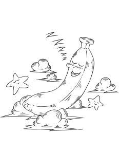 Tô màu quả chuối đang ngủ cho bé tập tô