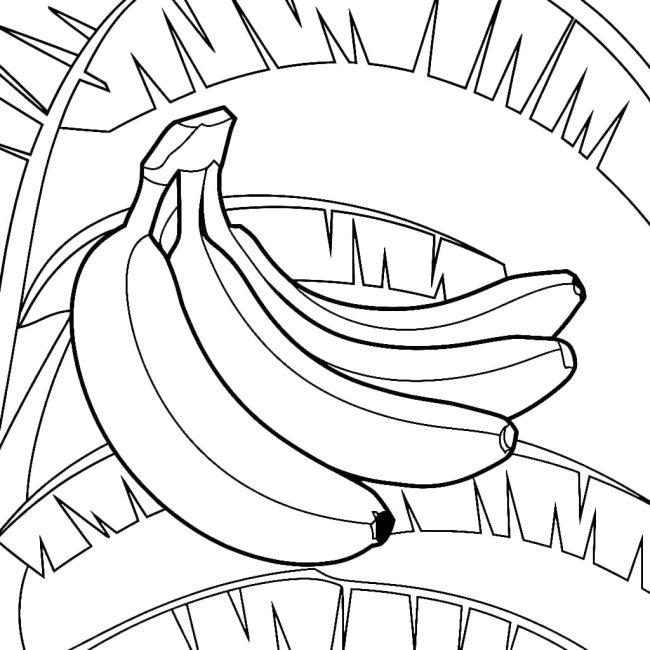 Tô màu Quả Chuối Và Lá Chuối cho bé tập tô
