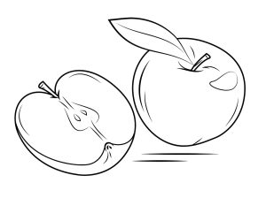 Tô màu quả táo và nửa quả táo cho bé tập tô