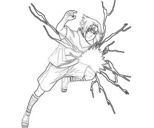 Tô màu Sasuke Sử Dụng Nhẫn Thuật giúp bé rèn luyện khả năng tô màu