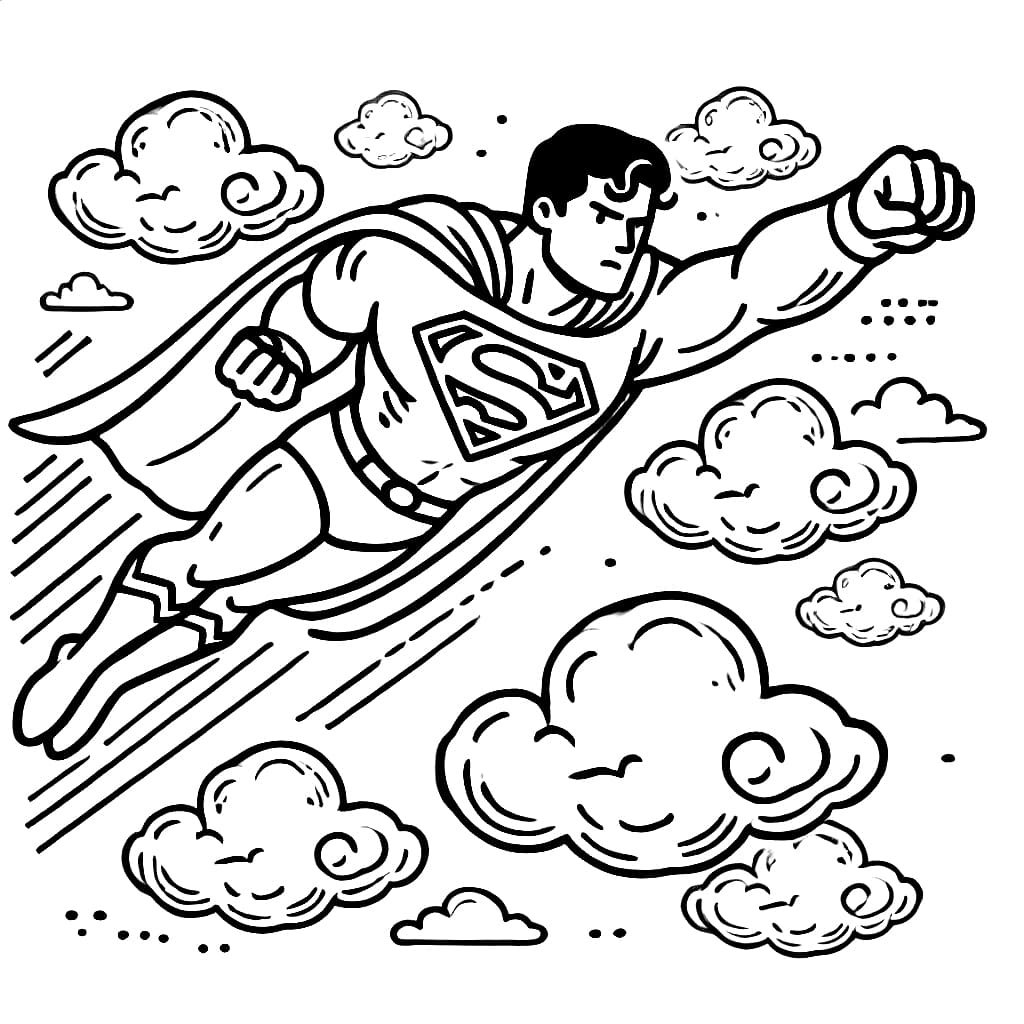 Tô màu Siêu Nhân Superman Đang Bay 1 Tô màu Siêu Nhân Superman Đang Bay cho bé tập tô