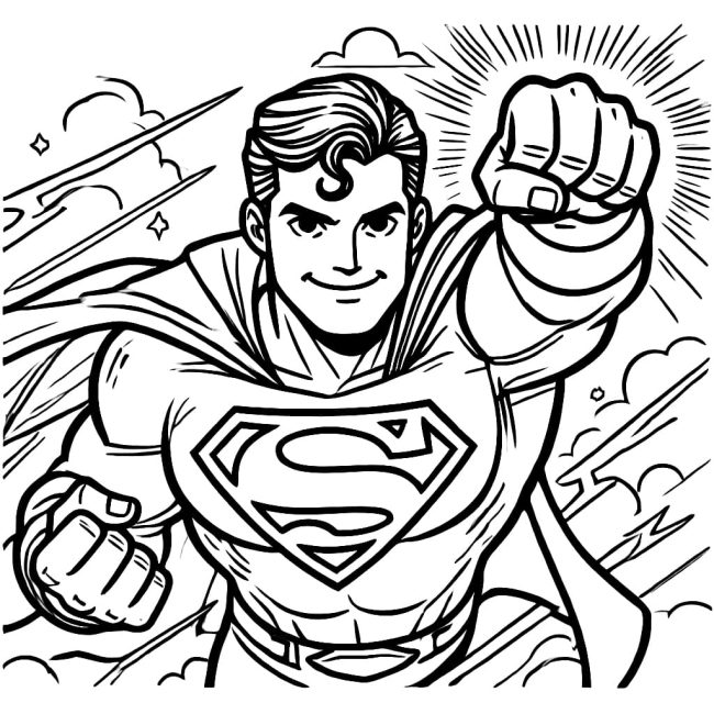 Tô màu Siêu Nhân Superman Mỉm Cười dễ thương cho bé