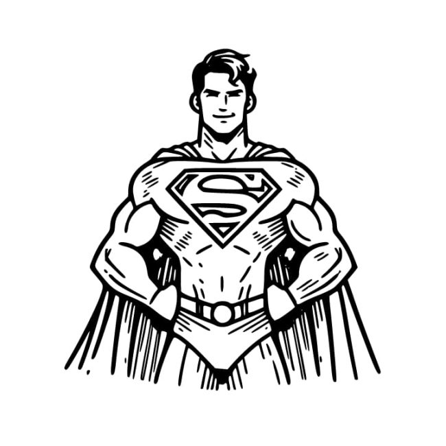 Tô màu Siêu Nhân Superman Tự Tin dễ thương cho bé