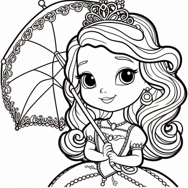 Tô màu Sofia Cầm Ô giúp bé rèn luyện khả năng tô màu