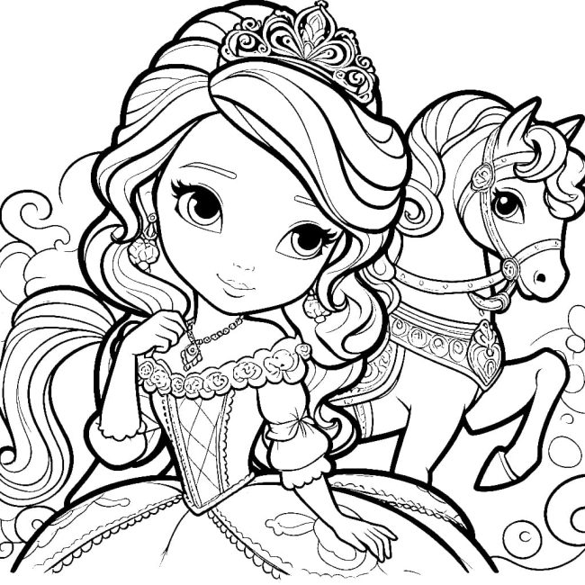 Tô màu Sofia Với Chú Ngựa giúp bé rèn luyện khả năng tô màu