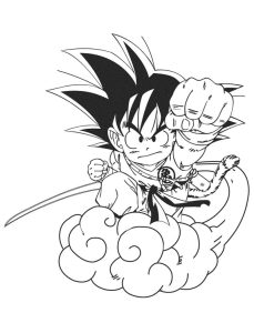 Tô màu Son Goku Trên Cân Đẩu Vân dễ thương cho bé