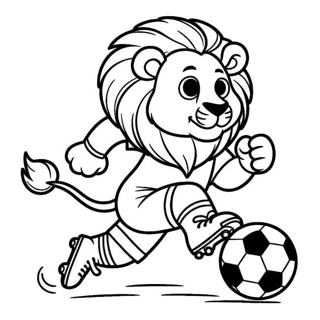 Tô màu Sư Tử Chơi Bóng dễ thương cho bé