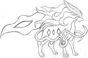 Tô màu suicune trong pokemon cho bé tập tô