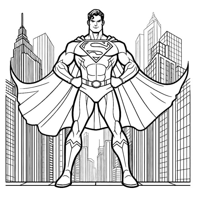 Tô màu Superman Và Thành Phố giúp bé rèn luyện khả năng tô màu