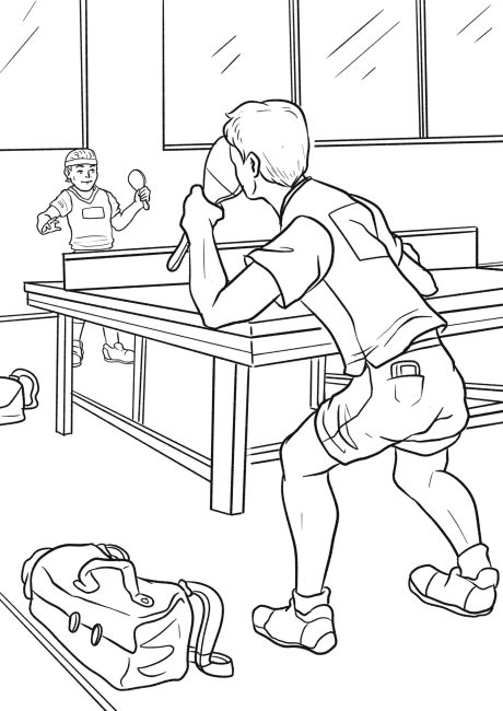 Tô màu Tập Luyện Bóng Bàn cho bé tập tô