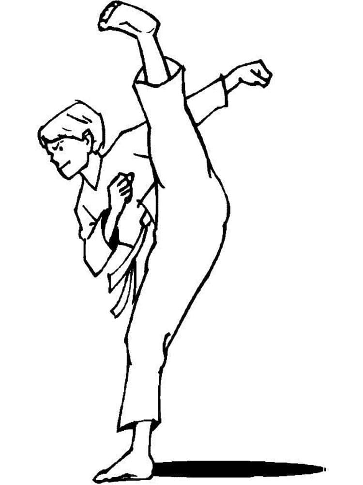 Tô màu Tập Luyện Karate 1 Tô màu Tập Luyện Karate dễ thương cho bé