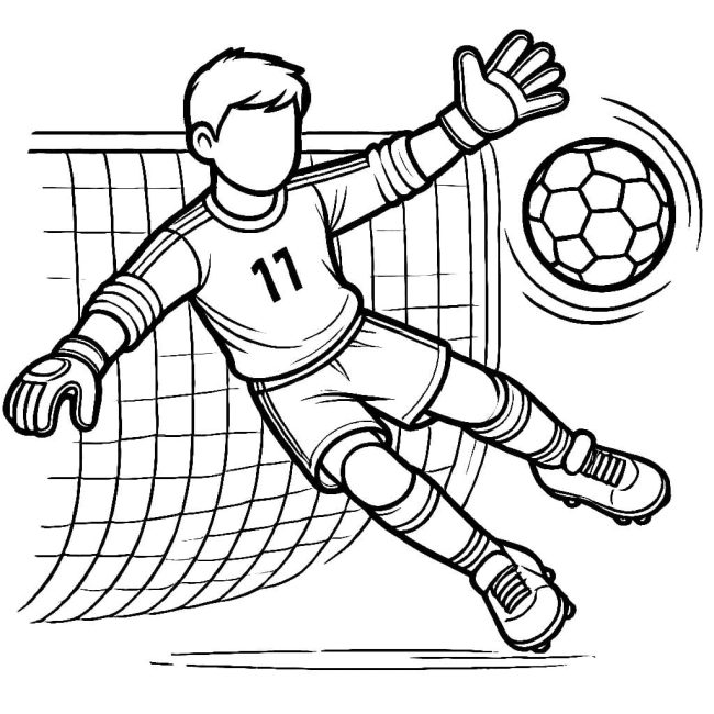 Tô màu Thủ Môn Đang Bắt Bóng cho bé tập tô