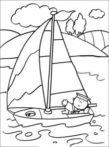 Tô màu Thủy Thủ Đáng Yêu Trên Thuyền Buồm cho bé tập tô