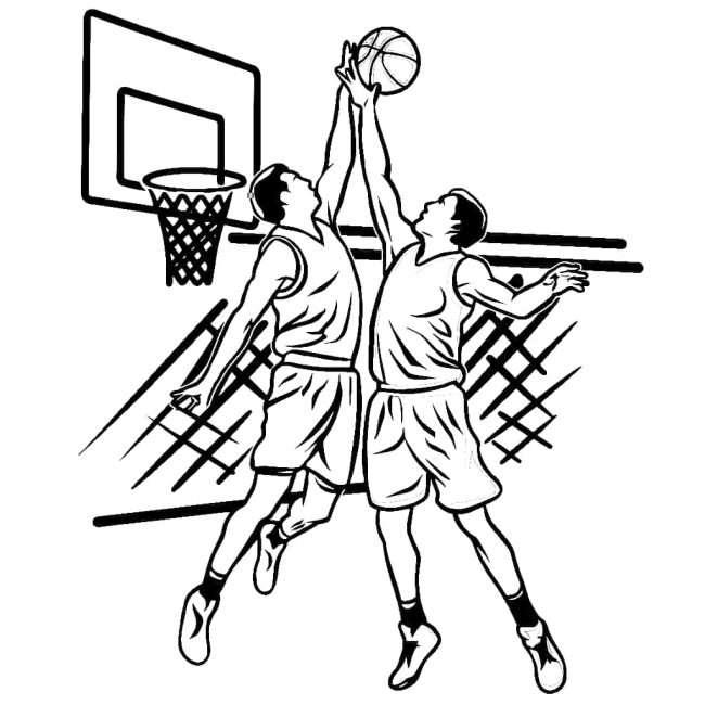 Tô màu Tranh Chấp Bóng Rổ giúp bé rèn luyện khả năng tô màu