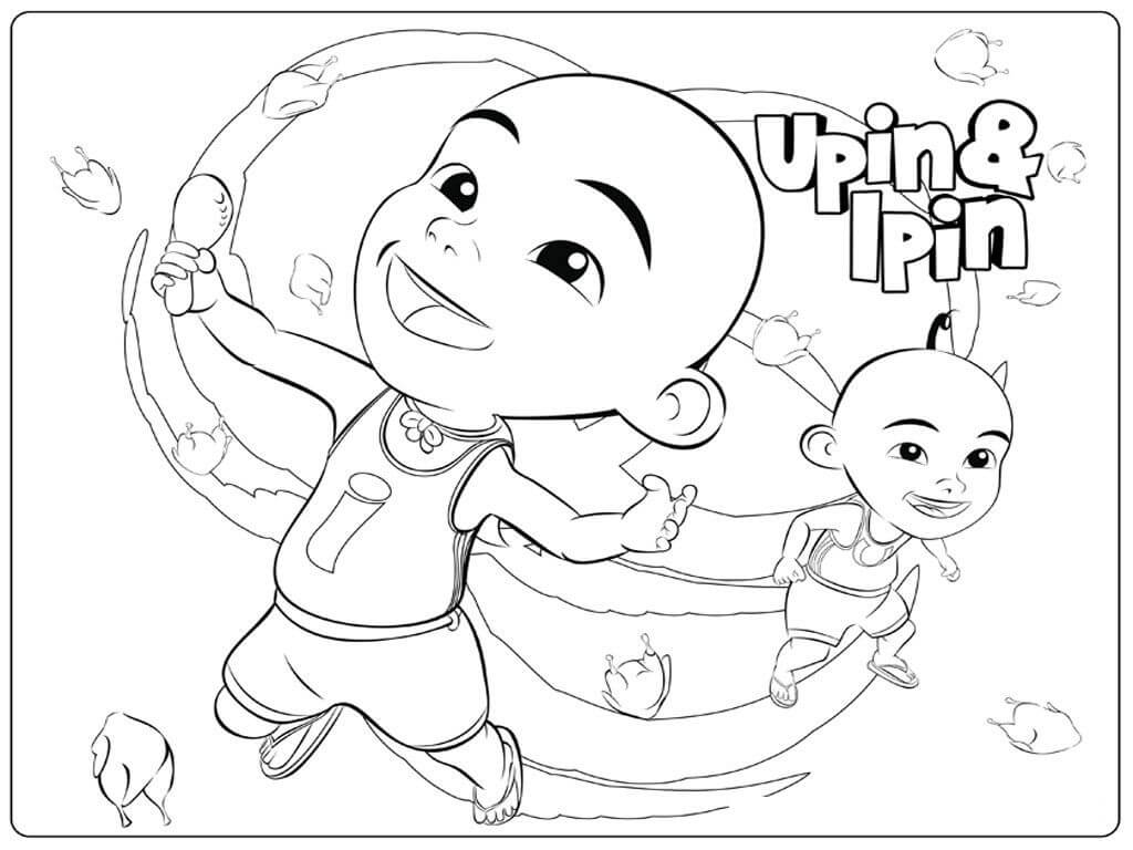 Tô màu Upin và Ipin Vui Vẻ 1 Tô màu Upin và Ipin Vui Vẻ dễ thương cho bé