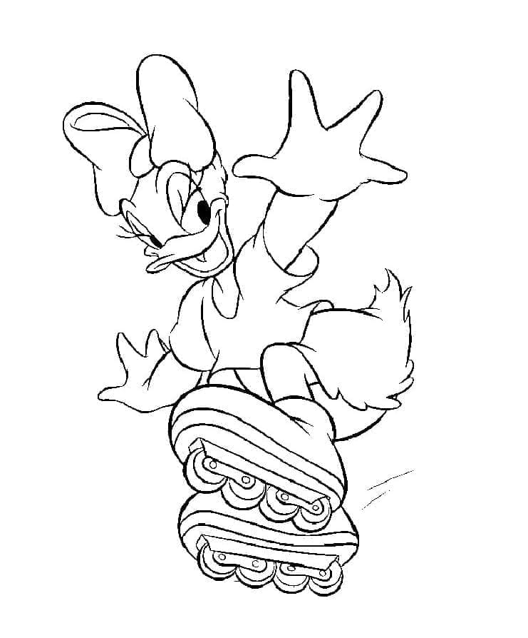 Tô màu Vịt Daisy Trượt Patin 1 Tô màu Vịt Daisy Trượt Patin cho bé tập tô