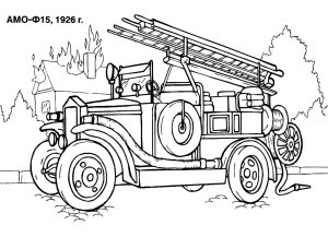 Tô màu xe cứu hỏa cổ giúp bé rèn luyện khả năng tô màu