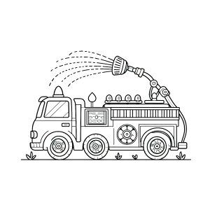 Tô màu Xe Cứu Hỏa Đang Phun Nước cho bé tập tô