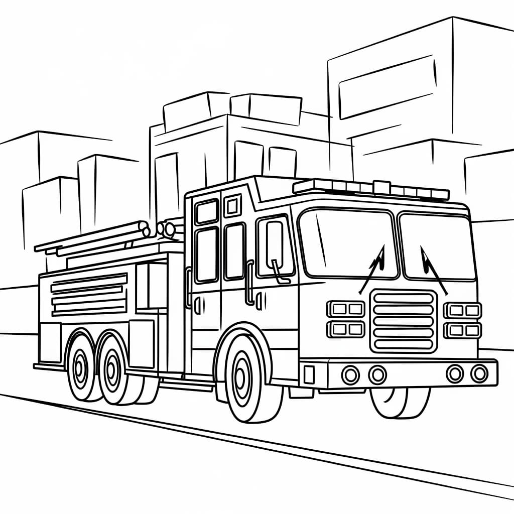 Tô màu Xe Cứu Hỏa Trên Đường 1 Tô màu Xe Cứu Hỏa Trên Đường cho bé tập tô