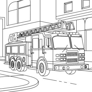 Tô màu Xe Cứu Hỏa Trên Phố cho bé tập tô