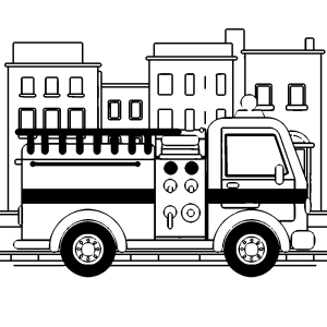 Tô màu Xe Cứu Hỏa Trong Thành Phố dễ thương cho bé