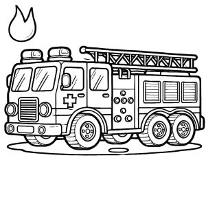 Tô màu Xe Cứu Hỏa Và Lửa dễ thương cho bé