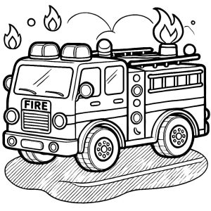 Tô màu Xe Cứu Hỏa Và Ngọn Lửa cho bé tập tô