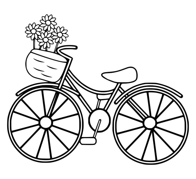 Tô màu Xe Đạp Và Hoa cho bé tập tô